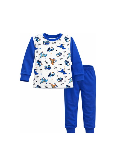 Remsa Erkek Çocuk Pamuklu Desenli Pijama Takımı 6068-06 Saks Mavi Saks Mavi