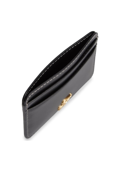Th Scrıpt Leather Cc Holder SİYAH