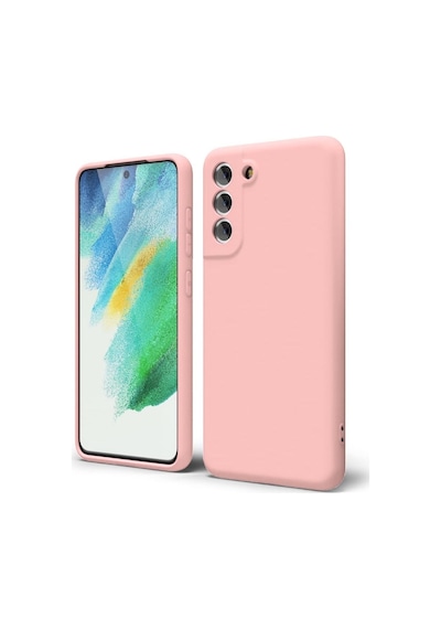 Samsung Galaxy S21 Fe Uyumlu Silikon Kılıf - Pastel Tonu Kamera Korumalı Kapak - Pudra Pembe Pudra Pembe