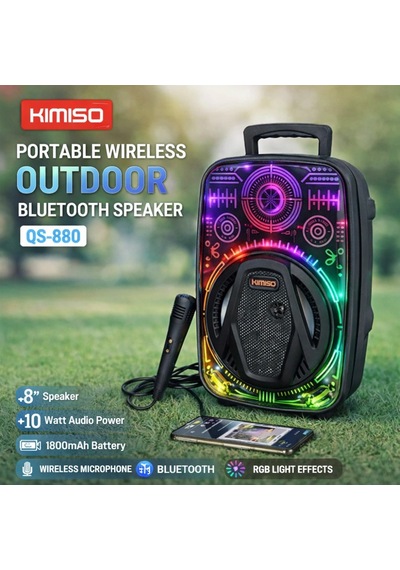 Platoon Pl-4657 Bt Usb Sd Aux 8 İnç Mikrofonlu Anfi Yüksek Ses Taşınabilir Rgb Işıklı Hoparlör