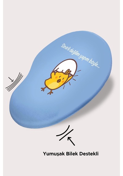 Mouse Pad Baskılı Bilek Destekli Sinirli Civciv Mousepad