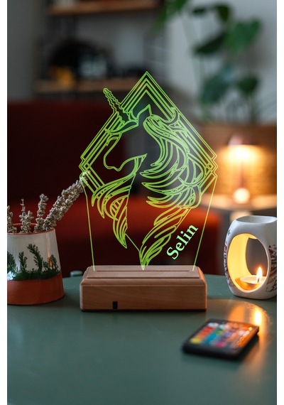 Kişiye Özel 3D Unicorn, Kız Çocuğuna Hediye Masaüstü Led Lamba