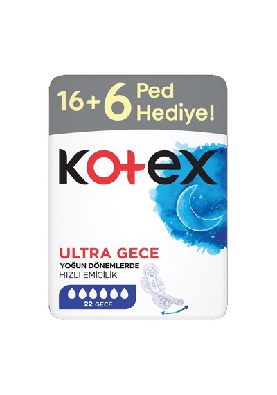 Kotex Ultra Dev Eko Gece Ped 16+6 - 3 Adet Tarı