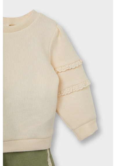 Defacto 2'li Sweatshirt Eşofman Altı Haki Kız Bebek Alt-üst Takım G0081a5/kh461 Haki