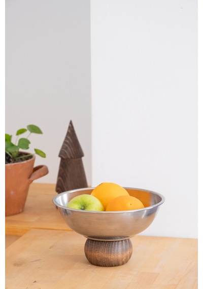 Ahşap Ayaklı Metal 22 Cm Salata Kısır Meyve Sunum Kasesi Gümüş - 682976629 Gümüş