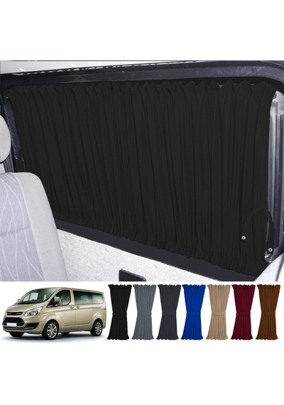 Pandami Ford Custom Uzun Şase 2012+ Uyumlu Siyah Raylı Oto Perde Takımı