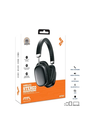 Kablosuz Stereo Kulak Üstü Kulaklık Bluetooth 5.3 İos Ve Android Hd Ses Extra Bass Mt964 Mavi İle Uyumlu