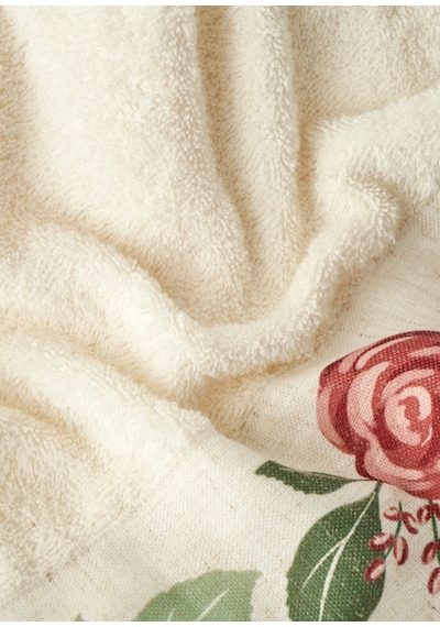 Bella Maison %100 Pamuk Rose Baskılı Yüz Havlusu Krem 50x90 Cm Krem 1