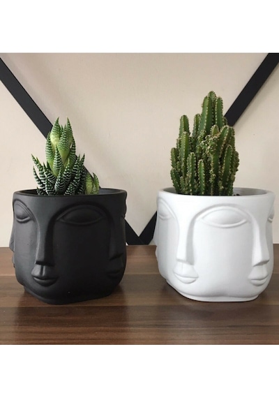 Bernami Mumluk Şamdanpinterest Havelka Beton 2'li Mat Siyah Beyaz Saksı Diğer