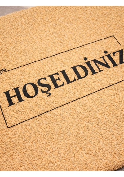 Beylini Hoşgeldiniz Yazılı Koko Paspas Ev Dış Kapı Tpr Kaymaz Taban Modern Dayanıklı Su Geçirmez Bej 70x45cm Bej