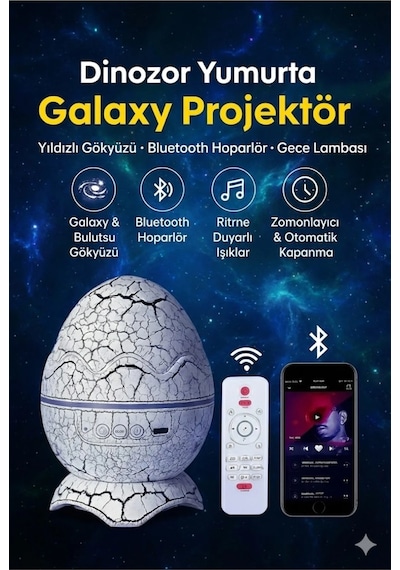 Bluetooth Hoparlörlü Rgb Gece Lambası Dinazor Yumurtası Işıklı, Uzaktan Kumandalı Dekor Lamba Belirtilmemis