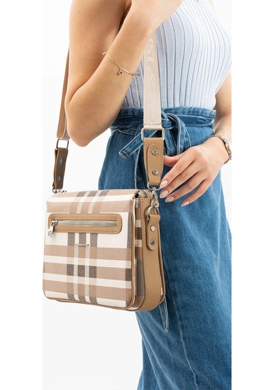 Just Polo Kadın Ekose El Ve Omuz Çantası 6011mh Vizon Kum 64868084
