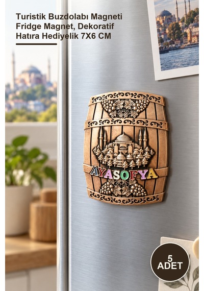 5 Adet Yöresel Ayasofya Magnet Turistik Buzdolabı Magneti Fridge Magnet, Dekoratif Hatıra Hediyelik 7x6 Cm