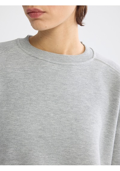 Lcw Vision Gri Bisiklet Yaka Oversize Kadın Kalın Sweatshirt
