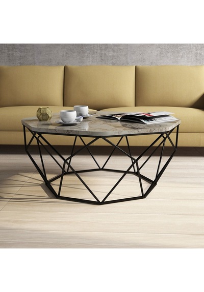 Variant Diamond Metal Orta Sehpa - Beyaz Mermer
