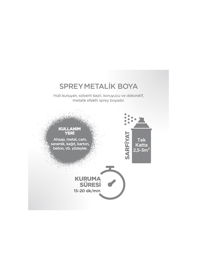 Polisan Metalik Sprey Boya Metalik Alüminyum 400 ML