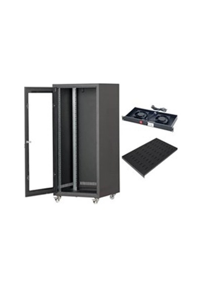 Setrack 19'' 20u 600x600 Tekerlekli Rack Kabinet+fan+sabit Raf