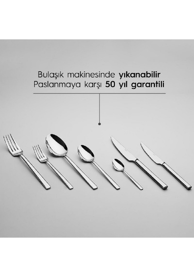 Nehir Dalyan Sade 72 Parça 12 Kişilik Çatal Kaşık Bıçak Takımı Gri