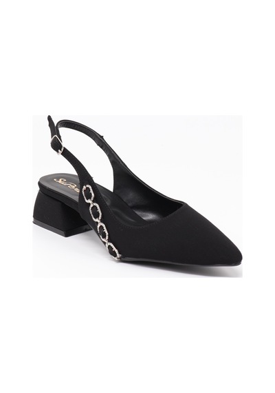 Nesil Shoes Peri 3668 Siyah Saten Kadın Sandalet