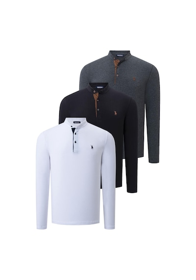 Üçlü Set V4009 Dewberry Erkek Sweatshırt-siyah-beyaz-antrasit Siyah-beyaz-antrasit