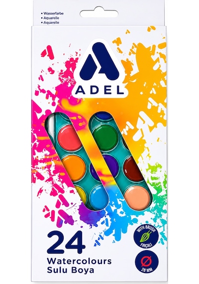 Adel Sulu Boya 24 Lü Çok Renkli