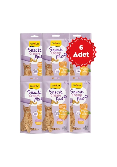 Gimcat Snack Cream Tavuklu & Havuçlu Kısırlaştırılmış Kedi Ödülü 6x15gr 6 Adet
