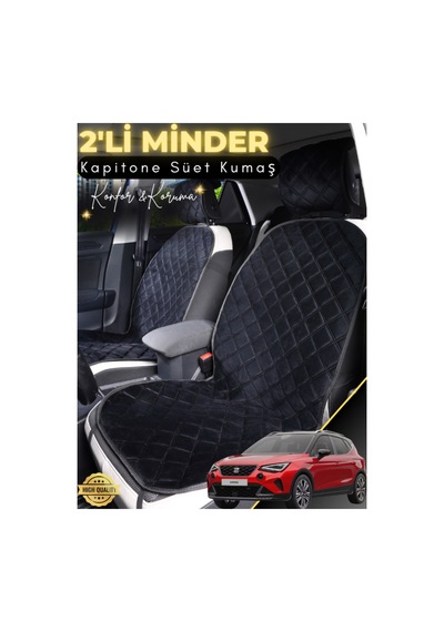 Seat Arona Uyumlu 2'li Süet Oto Koltuk Minderi Terletmez Universal Oto Koltuk Kılıfı A2 Siyah