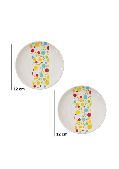 Dyris 2 Li Renkli Kahve Fincanı Seti 7 Cm Fincan 12 Cm Tabak Espresso Cappuccino Americano Beyaz X Renkli