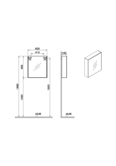 VitrA Basis Dolaplı Ayna Sol 66900 Krom VitrA Basis Dolaplı Ayna Sol 66900 Krom