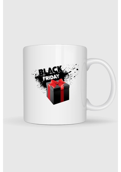 Black Friday - Kara Cuma Tasarımlı Kupa Bardak Beyaz