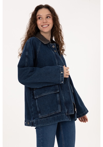U.S. Polo Assn. Kadın Koyu Mavi Jean Gömlek Ceket 50309434-DN0023