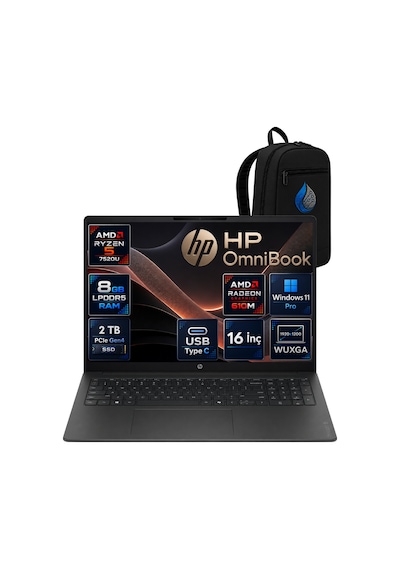 HP Omnibook 3 DY0G7EARNP03 R5-7520U 8 GB  2 TB SSD 16'' W11P WUXGA Dizüstü Bilgisayar