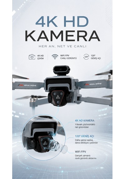 M4 4k Hd Drone Katlanabilir Wifi Fpv Kameralı Engel Algılamalı Profesyonel Drone