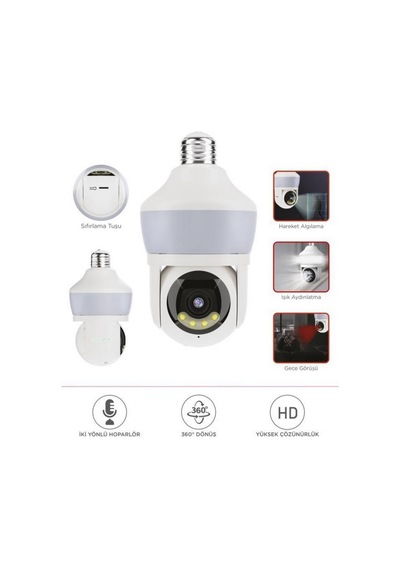 Cmr26 Güvenlik Kamerası 360 Derece Dönebilen Wifi Ampül Led Işıklı Full Hd Smart Ip Kamera