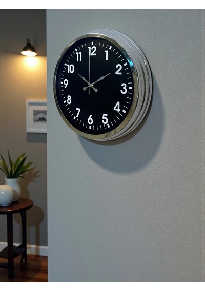 Zentime Modern 40 Cm Metal Krom Standart Duvar Saati Çok Renkli