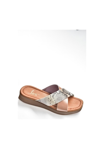Fox Shoes Somon Hakiki Deri Çapraz Bantlı Kadın Terlik M291049903