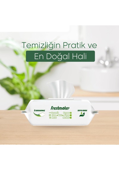 Freshmaker Karbonat Ve Beyaz Sirke Katkılı Yüzey Temizlik Islak Havlusu - 100'lü 10 Paket Beyaz