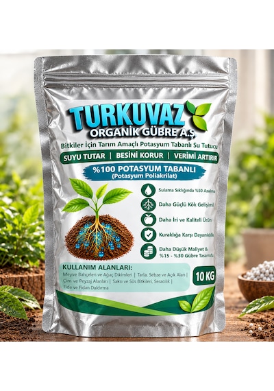 Turkuvaz Organik Toprak Altı Su Tutucu Polimer Potasyum Tabanlı 10 KG