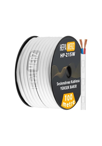 Hepa Merz Hp-215wh Tam Bakır 2x1.5 Mm Hoparlör Ses Kablosu 100 Mt Beyaz