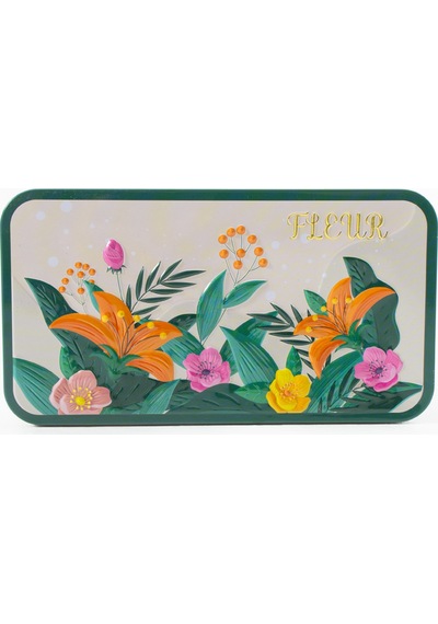 Fleur Kabartmalı Çiçek Desenli Metal Hediye,takı,dikiş,saklama Kutusu 197 X 107 X 43 Mm