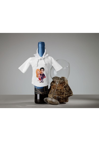 Bk Gift Kişiye Özel Sevgililer Karikatürlü Mini Beyaz İçki Şişesi Tişörtü , Ev Bar Dekoru, Viski, Şarap, Votka, Rakı Şişesi Tişörtü, Ev Barı-12