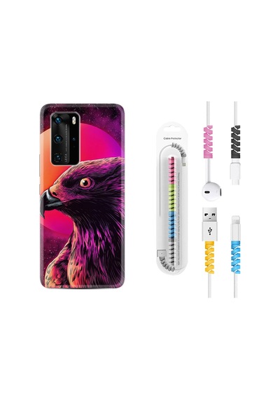 Huawei P40 Pro Kılıf Kablo Koruyuculu Red Eagle 1752