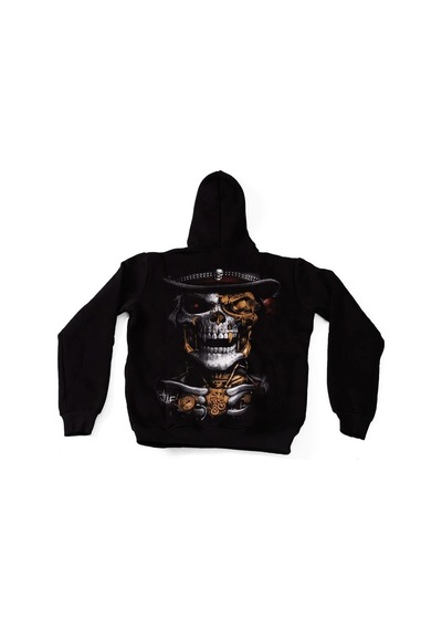 Skull No:3 Kapüşonlu Sweatshirt Hoodie Siyah Çok Renkli