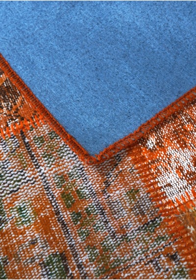 Modern Bohem Stil Vintage Halı Özel Tasarım Patchwork Koleksiyonu Turuncu