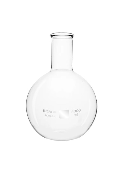 Borox Cam Balon 5000 Ml - Dibi Düz - Şilifsiz Deney Balonu