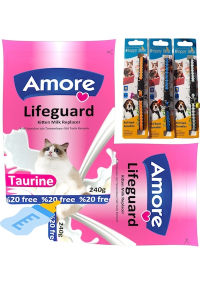 LifeGuard Kedi Süt Tozu 2x240gr + 3 Boyun Tasma + Biberon 40ml