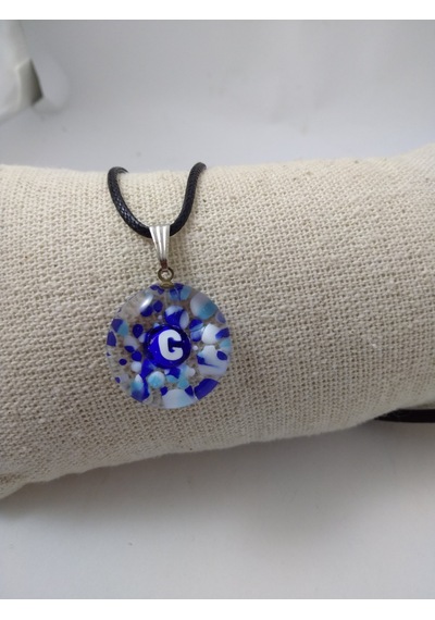 Cam Harf Kolye – Handmade El Yapimi Murano– (G) Harfi Modeli Beyaz