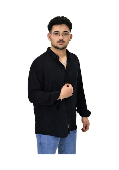 Erkek Spor Silim Fit Uzun Kol Gömlek G5005 Bgl-st04494 Siyah