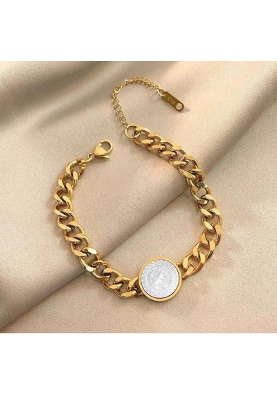Jadenne Gold Renk Çelik Üzeri Altın Kaplama Elizabeth Vintage Zincir Bileklik