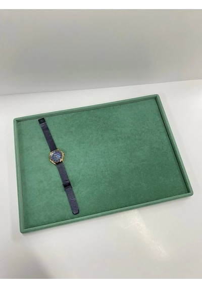 Yerli Üretim Süet Kumaş Yeşil Renk 34/24 Cm Takı Servis Sunum Tablası Çok Renkli